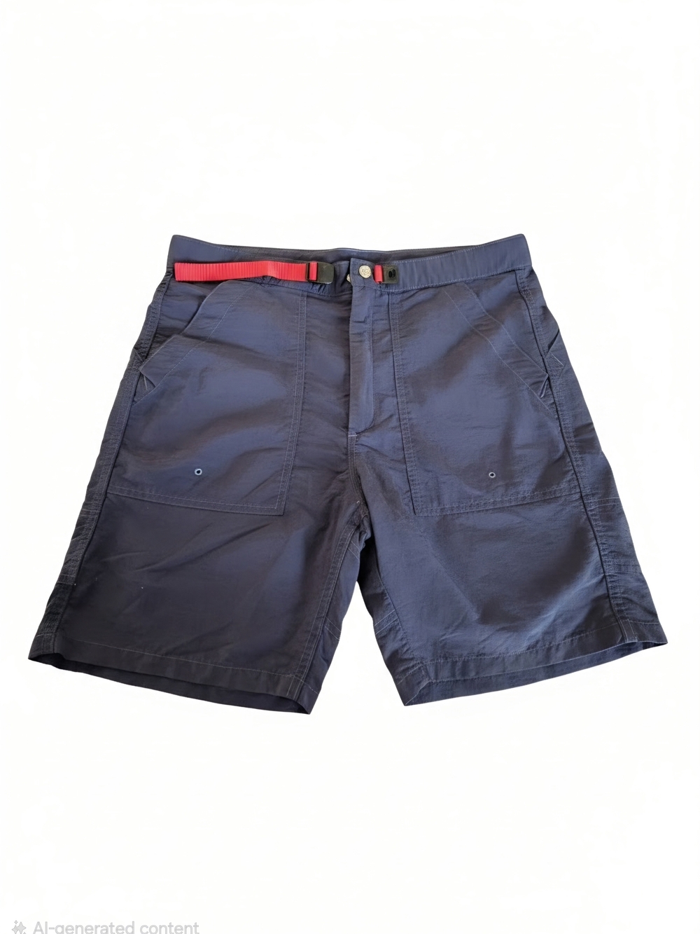 Topo Designs Navy Hybrid Shorts with Red Webbing Belt